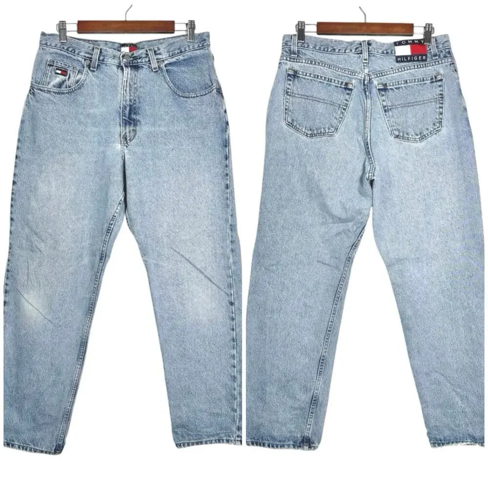 Tommy Jeans | Men | Vintage 90s Y2K Light Distressed Worn Baggy Denim Jeans | 32